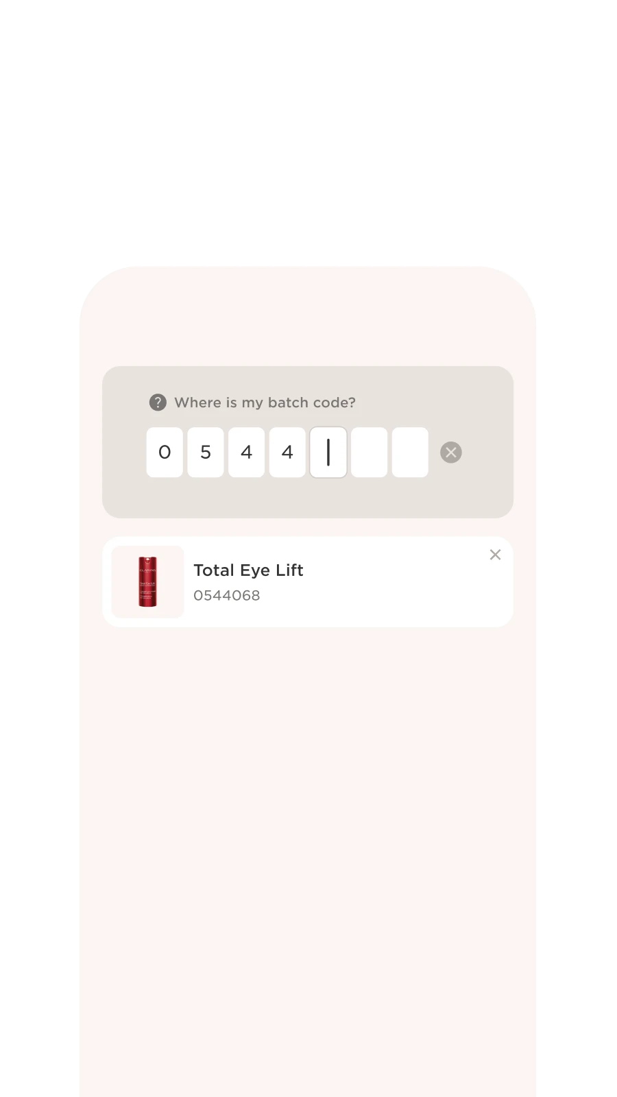 Clarins traceability platform on iPhone